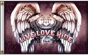 ENGINE WINGS LIVE LOVE RIDE DELUXE (3ft X 5ft) BIKER FLAG