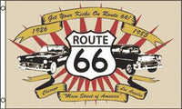 CLASSIC CARS ROUTE 66 (3ft X 5ft) FLAG