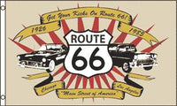 CLASSIC CARS ROUTE 66 (3ft X 5ft) FLAG