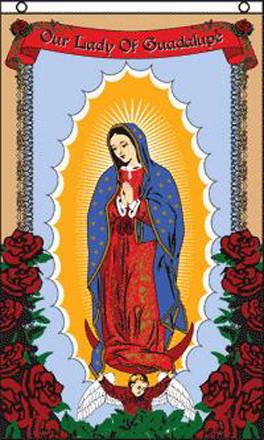 GUADALUPE ROSES (3ft X 5ft) RELIGIOUS FLAG