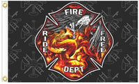 FIRE DEPT DELUXE (3ft X 5ft) BIKER FLAG