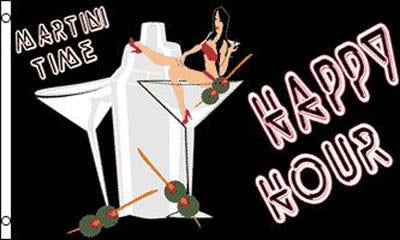 MARTINI TIME HAPPY HOUR (3ft X 5ft) FLAG