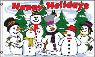 HAPPY HOLIDAY SNOWMEN (3ft X 5ft) FLAG