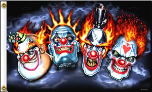 FOUR CIRCUS CLOWNS DELUXE FLAG (3ft X 5ft)