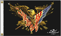 DELUXE 2ND AMENDMENT EAGLE (3ft X 5ft) MOTORCYCLE BIKER FLAG