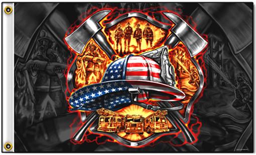 DELUXE FIRE DEPARTMENT TRIBUTE BIKER (3ft X 5ft) FLAG