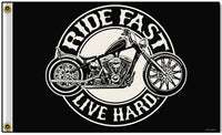 DELUXE RIDE FAST LIVE HARD 3X5 BIKER FLAG
