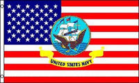 AMERICAN FLAG W NAVY (3ft X 5ft) FLAG