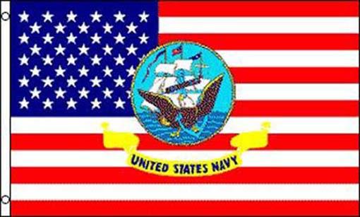AMERICAN FLAG W NAVY (3ft X 5ft) FLAG