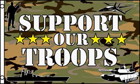 CAMOUFLAGE SUPPORT OUR TROOPS (3ft X 5ft) MILITARY FLAG