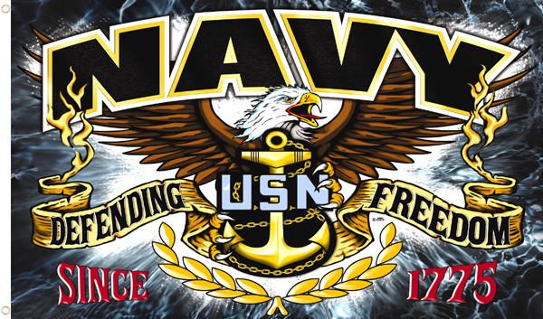 NAVY DEFENDING FREEDOM DELUXE (3ft X 5ft) FLAG