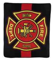 FIRE DEPARTMENT LARGE (50in X 60in) PLUSH FIRE FIGHTER THROW BLANKET