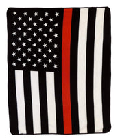 THIN RED LINE AMERICAN FLAG LARGE (50in X 60in) PLUSH FIRE FIGHTER THROW BLANKET