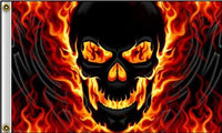 FLAMING SKULL DELUXE BIKER (3ft X 5ft) FLAG