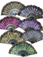 LACE CLOTH ANIMAL SKIN PRINT HAND FANS