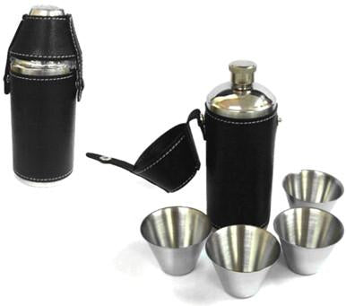 CAMPING FLASK SET WITH 4 CUPS