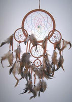 LIGHT BROWN TAN RAINBOW DREAMCATCHER 24 INCH