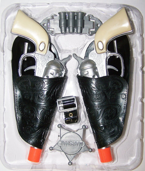 SILVER DOUBLE WESTERN HERO SET GUN SET