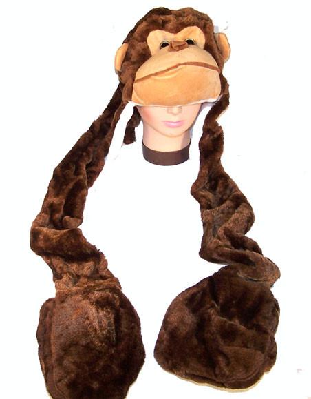 PLUSH MONKEY HAT WITH PAWS