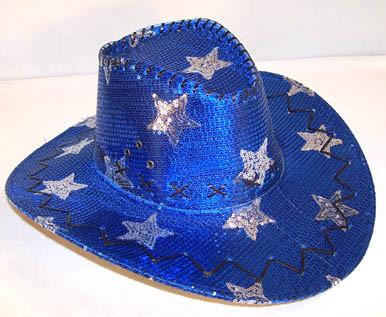 BLUE STAR SEQUIN COWBOY HAT