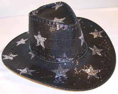 BLACK STAR SEQUIN COWBOY HAT