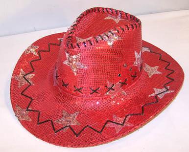 RED STAR SEQUIN COWBOY HAT