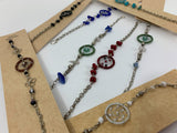 HANDMADE DREAM CATCHER BEADED STONE SILVER BRACELETS (sold by the piece or pack of 6)