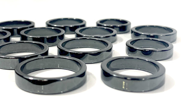 6MM FLAT STYLE BLACK HEMATITE STONE RING