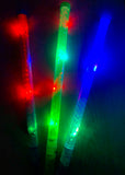 18" CHECKERED WHITE STICK WITH RAINBOW FLASHING LIGHTS ( sold by the piece or dozen)