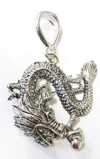 LARGE SILVER CHINESE DRAGON PENDANT