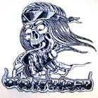 JUMBO 10 INCH EMBROIDERED PATCH NIGHT RIDER SCULL