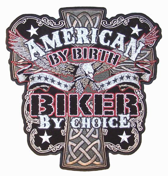 JUMBO AMERICAN BY BIRTH BIKER BY CHOICE PATCH 10 INCH