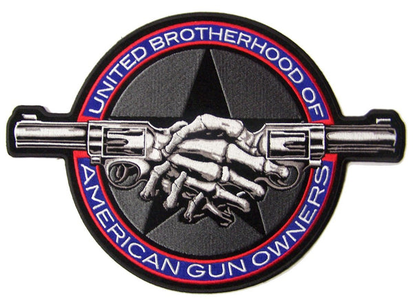 JUMBO UNITED BROTHERHOOD GUN SHAKE  EMBROIDERED PATCH 11 INCH