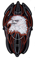 JUMBO PINSTRIPE EAGLE HEAD  EMBROIDERED PATCH 10 INCH