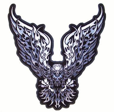 JUMBO FLAMING FIRE TRAIBAL EAGLE PATCH 12 INCH