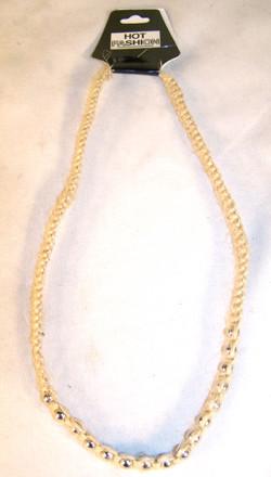 HEMP NECKLACE WITH SILVER BALL BEADS