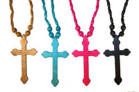 LARGE 5 INCH CROSS WOODEN NECKLACE