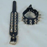 DOUBLE ROW LEATHER BRACELETS WITH METAL SPIKE