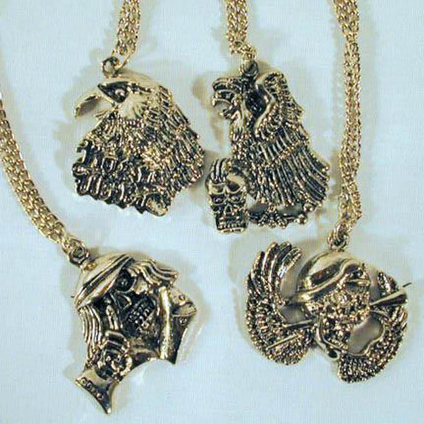 ASSORTED BIKER PENDANT ON CHAIN NECKLACE