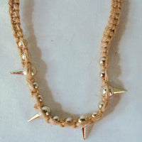 HEMP NECKLACE WITH METAL SPIKES