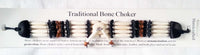 BROWN STONE FOUR ROW BONE CHOKER NECKLACE