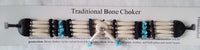 TURQUOISE STONE FOUR ROW BONE CHOKER NECKLACE