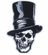 SKULL HEAD WITH STOVE TOP HAT PATCH 10 INCH
