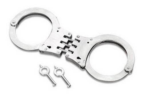 NICKLE CHROME HINGED SECURITY HANDCUFFS ( GREEN BOX )