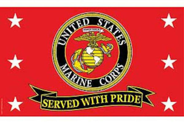 MARINES SERVED WITH PRIDE (3ft X 5ft) usmc military FLAG