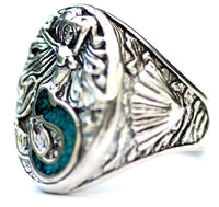 INLAYED MERMAID BIKER RING