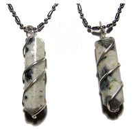 RAINBOW MOONSTONE COIL WRAPPED STONE STAINLESS STEEL BALL CHIAN NECKLACE