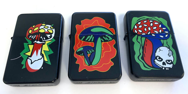 GRAFFITI MUSHROOMS  FLIP TOP OIL LIGHTER (Sold by the piece or  dozen)