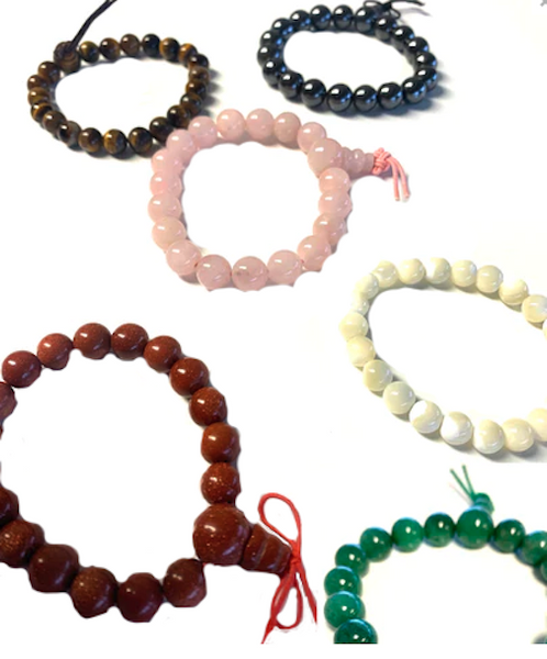 ( 12 PC LOT ) ASSORTED REAL STONE STRETCH BRACELETS (sold by the piece or dozen)
