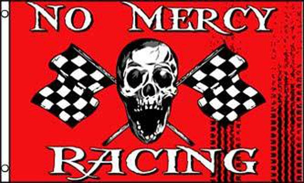 NO MERCY RACING SKULL X BONE CHECKERED (3ft X 5ft) FLAG